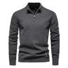 2024 Men's Pure Cotton Stand Collar Zipper Sweater - Half-Slim Solid Color Knitwear