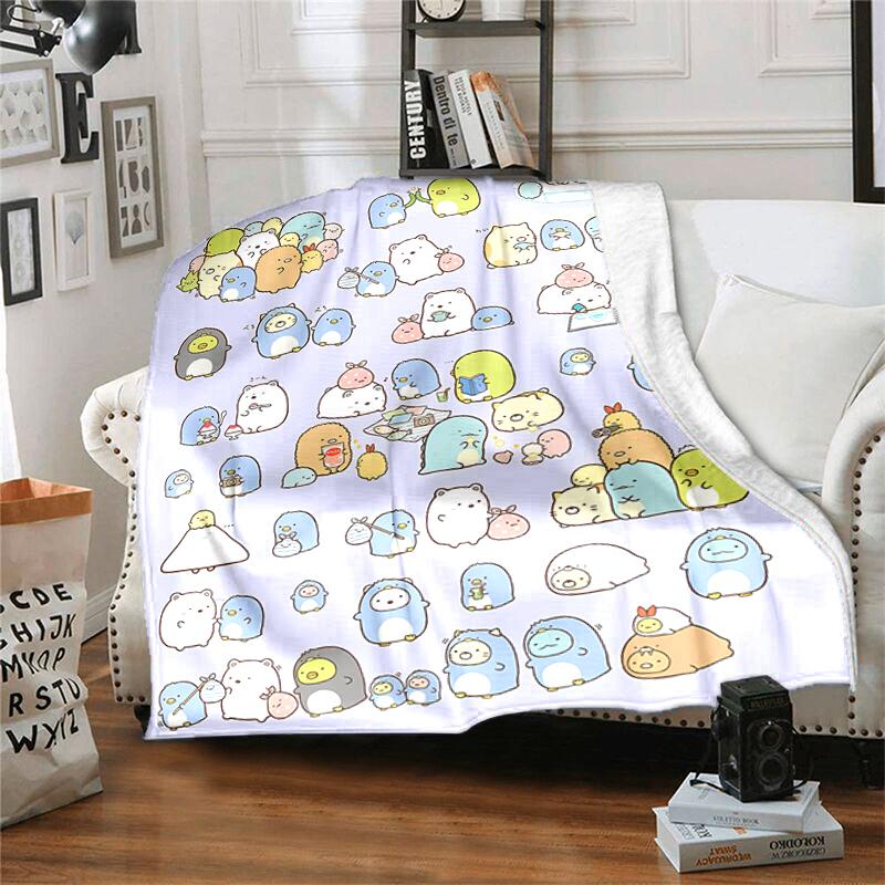 1pc Blanket Sumikko Gurashi Print Design, Lightweight Blanket for Sofa, Bed- Soft &Warm, Gift for All Seasons like Christmas, Halloween
