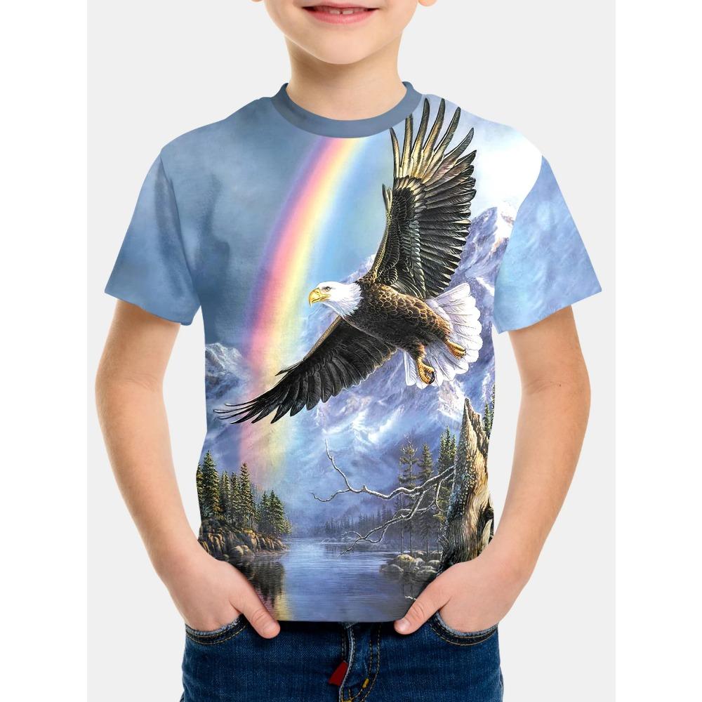 Boys' clothing 3D high-definition printed animal T-shirt street style summer comfortable casual round neck short sleeved children's T-shirt