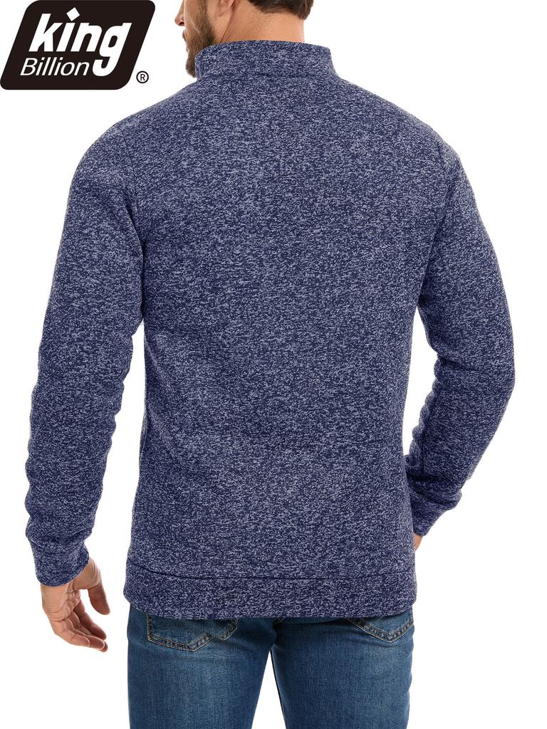 King Billion Men's Half-Zip Stand Collar Fleece Pullover Autumn Spring Sweater Ideal for Daily Casual Wear Urban Strolls and Light Outdoor Activities
