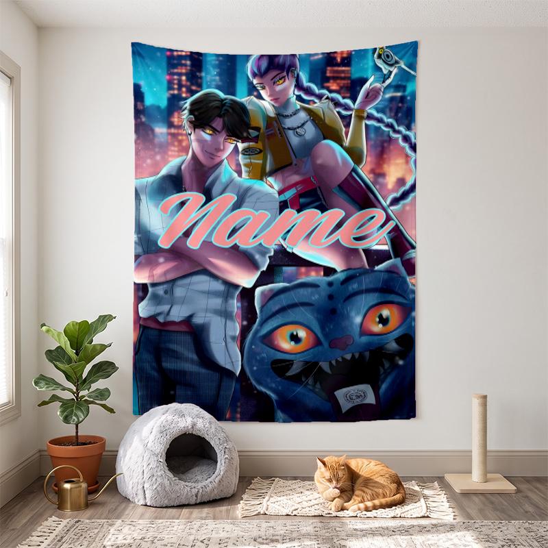 Rumi & Jinu (50) Customizable name decorative wall tapestry ideal choice for wall decor in bedrooms living rooms dorms and home