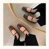 Fashion Retro Square Toe Shallow Mouth Silver Flat Shoes for Women 2025 New Spring Autumn Flat Mary Jane Shoes Ladies Plus Size 42 43 44