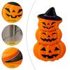 Halloween Pumpkin Candy Tin Box, Stacked Pumpkin Shaped Metal Treat Container with Lid, Orange Tinplate Case for Trick or Treat Party Favors