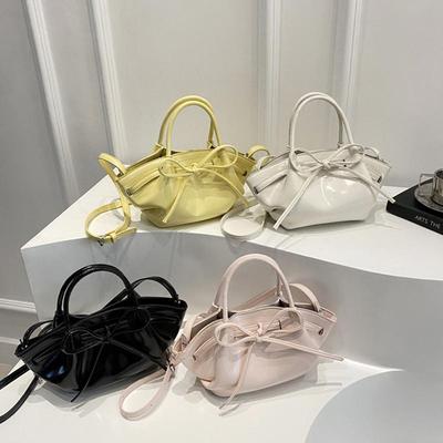 Damen Bonbonfarben Schleifdekor Sommer Lässige Umhängetasche mit Verstellbarem Riemen, Vielseitige PU-Leder Kleine Schultertasche für den Täglichen Gebrauch KTY