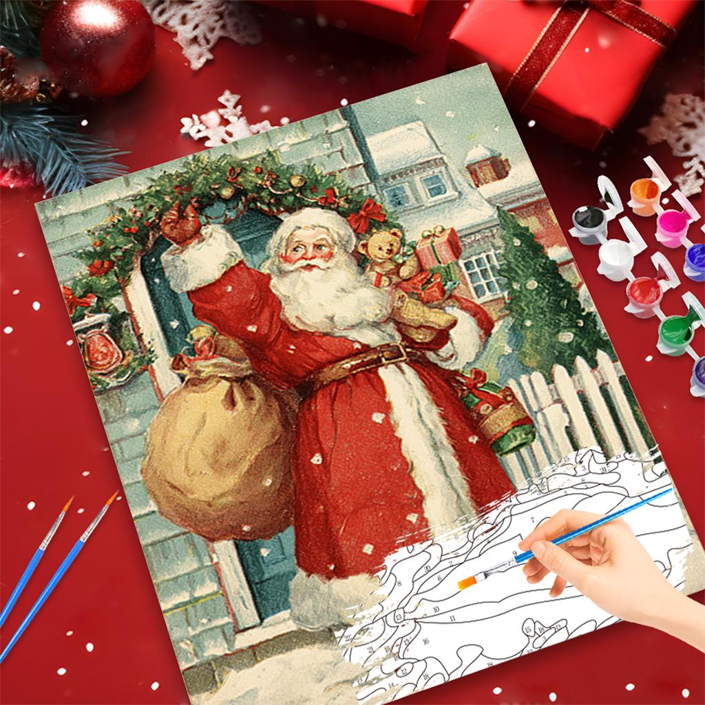 1pc Picture With Numbers Santa Claus And Gifts Christmas Gifts Unique Diy Gift For Home Decor On Canvas Decor For Home 40x50cm/16x20inch Without Frame