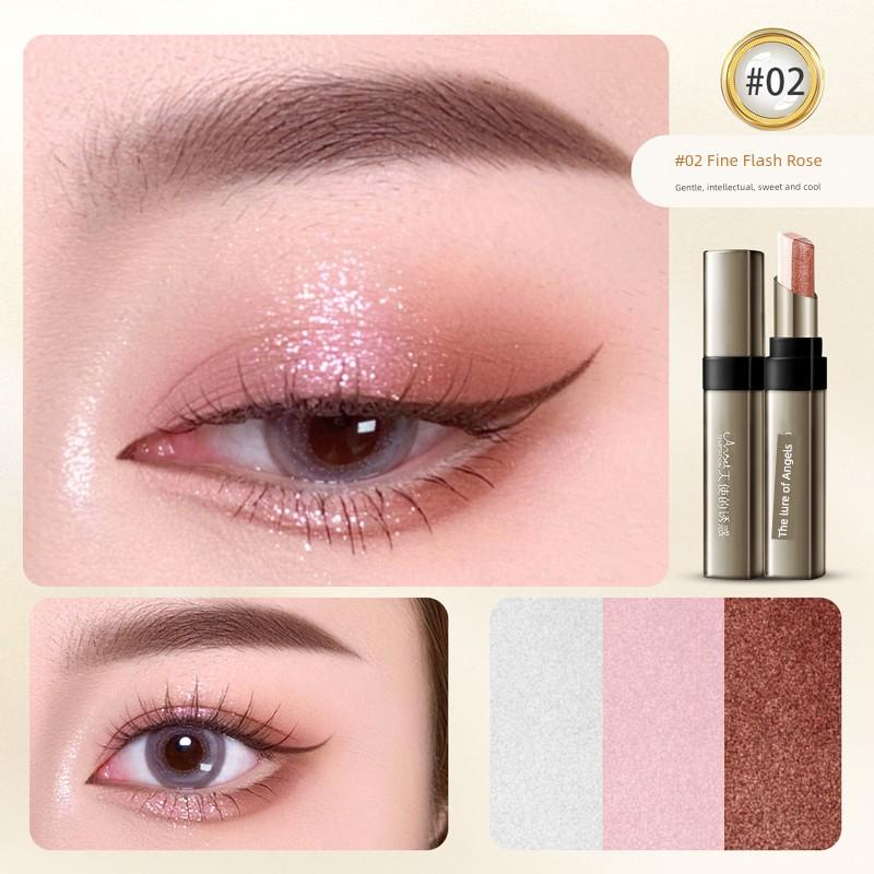 Bean Bag Three-Color Gradient Eye Shadow Stick Pen One Touch Molding Waterproof Not Smudge Matte Shimmer Earth Color Light Makeup New Arrival