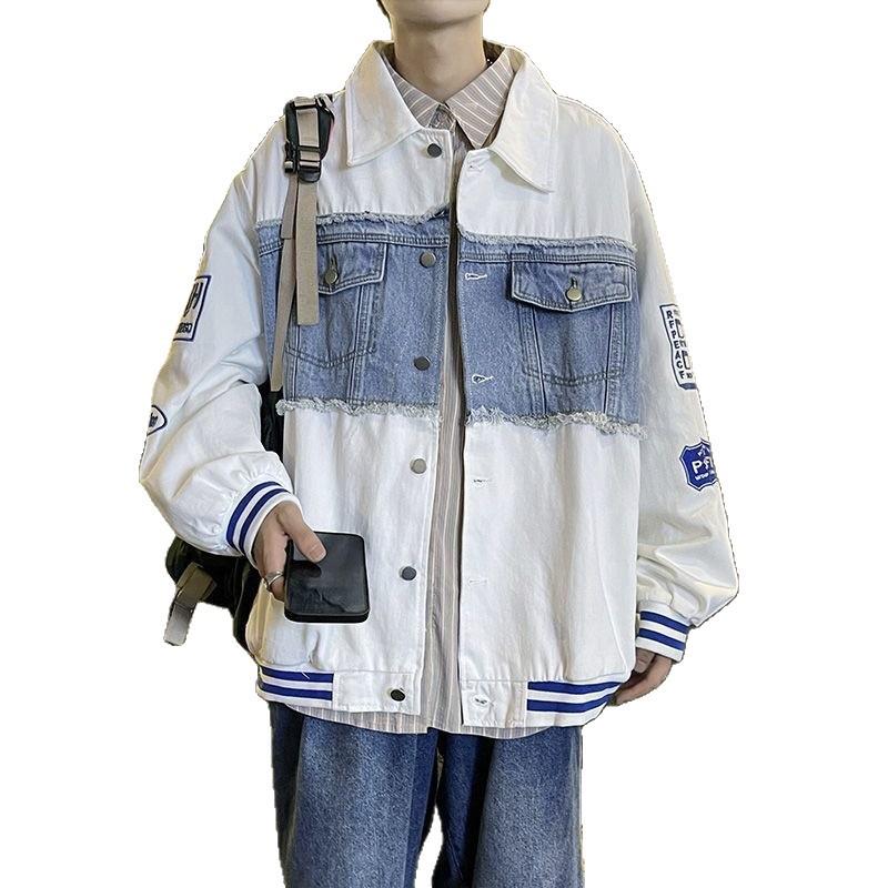 Men's Retro Patchwork Denim Jacket - Thickened Winter Shearling Lining, Versatile Trendy Ins Hipster Style