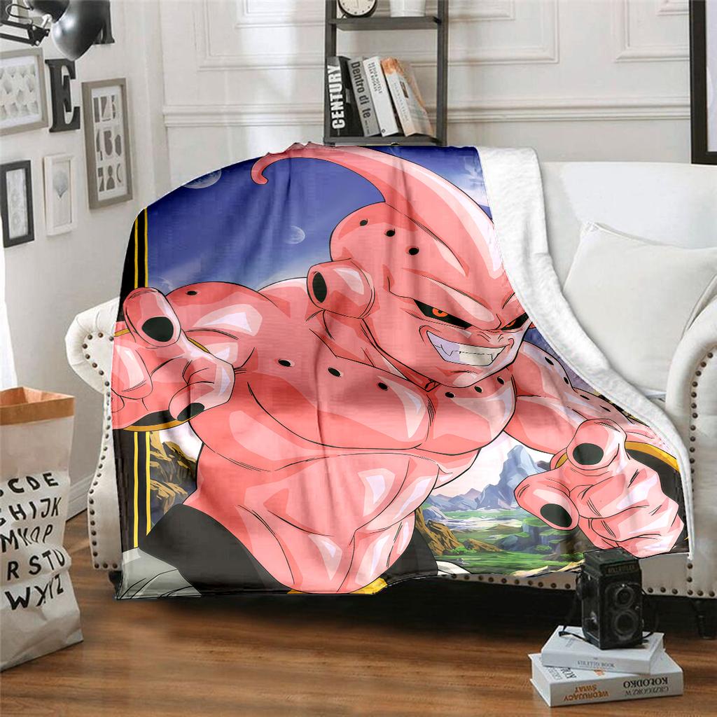 1PC Majin Buu Print Flannel Blanket, High quality All Seasons, Home Decor, Warmth and Comfort, Perfect for Christmas Gifts