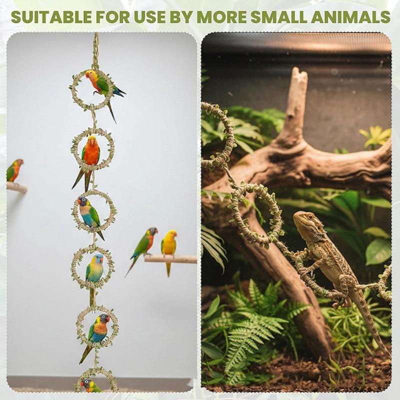 Snake Toy 38.4In Long Handwoven Twine Rope Rings Climbing Toy For Bird Cage Feeding Box Pet Terrarium Decoration
