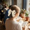 Sweet Comfortable Bowknot Knit Hair Net Vintage Double Layer Cover Net Hair Clip Elegant Spring Clip Ponytail Clip Daily Use