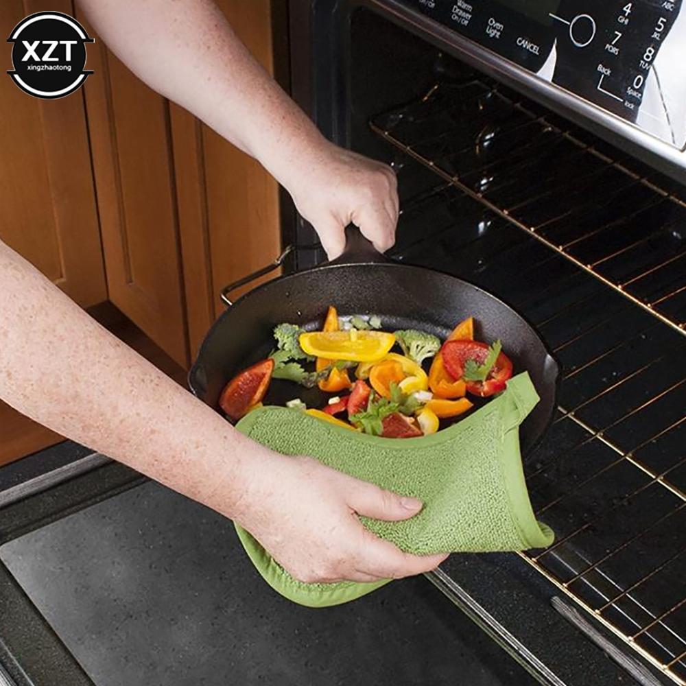 3 In1 Pot Holders Insulation Glove Cotton Terry Microwave Gloves Potholder Mat Kitchen Gloves Oven Mitts Baking for Cooking BBQ