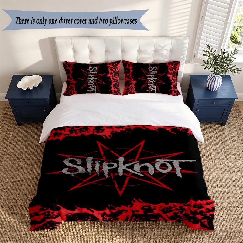 Slipknot 3‑Piece Bedding Set Soft Microfiber Duvet Cover Pillowcases Comfortable Bed Linen for Bedroom Decoration