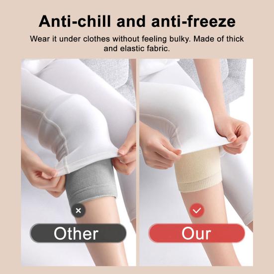 1 Pair Winter Moxa Fleece Knee Brace Men Women Outdoor Cycling Skiing Running Leg Warmer Cold Weather Windproof Thicken Thermal Knee Pad Compression