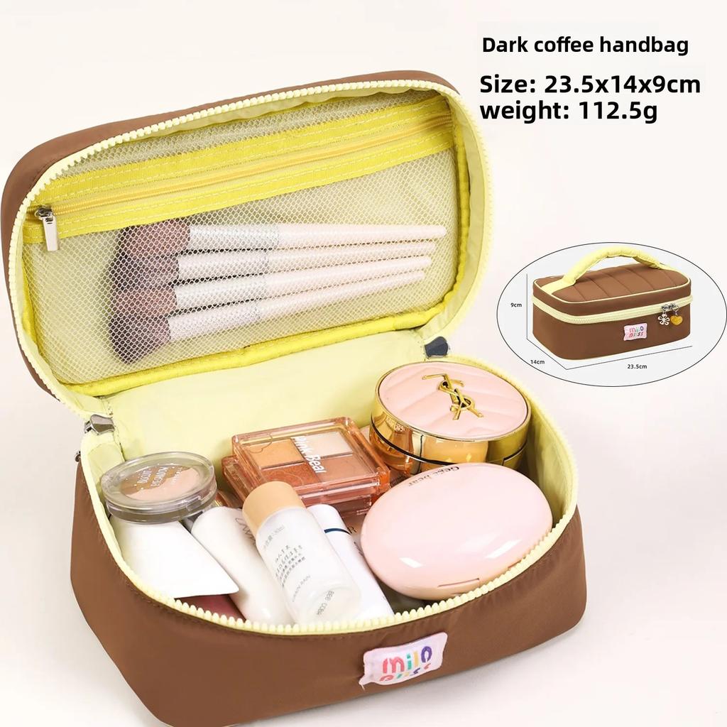Customized Ins Style Korean Style High-value Handheld Makeup Bag, Cute Color Blocking, Large Capacity Portable Skincare Makeup B