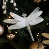 New Glitter Christmas Artificial 25cm Fabric Plastic Christmas Hanging Decoration Sparkling with Clip Christmas Gift