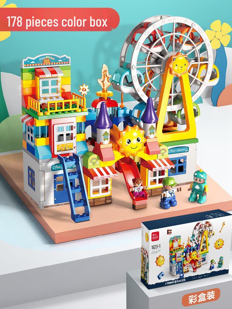 Feile Large Particle Educational Building Blocks Compatible with Lego: Castle and Amusement Park Set for Kids