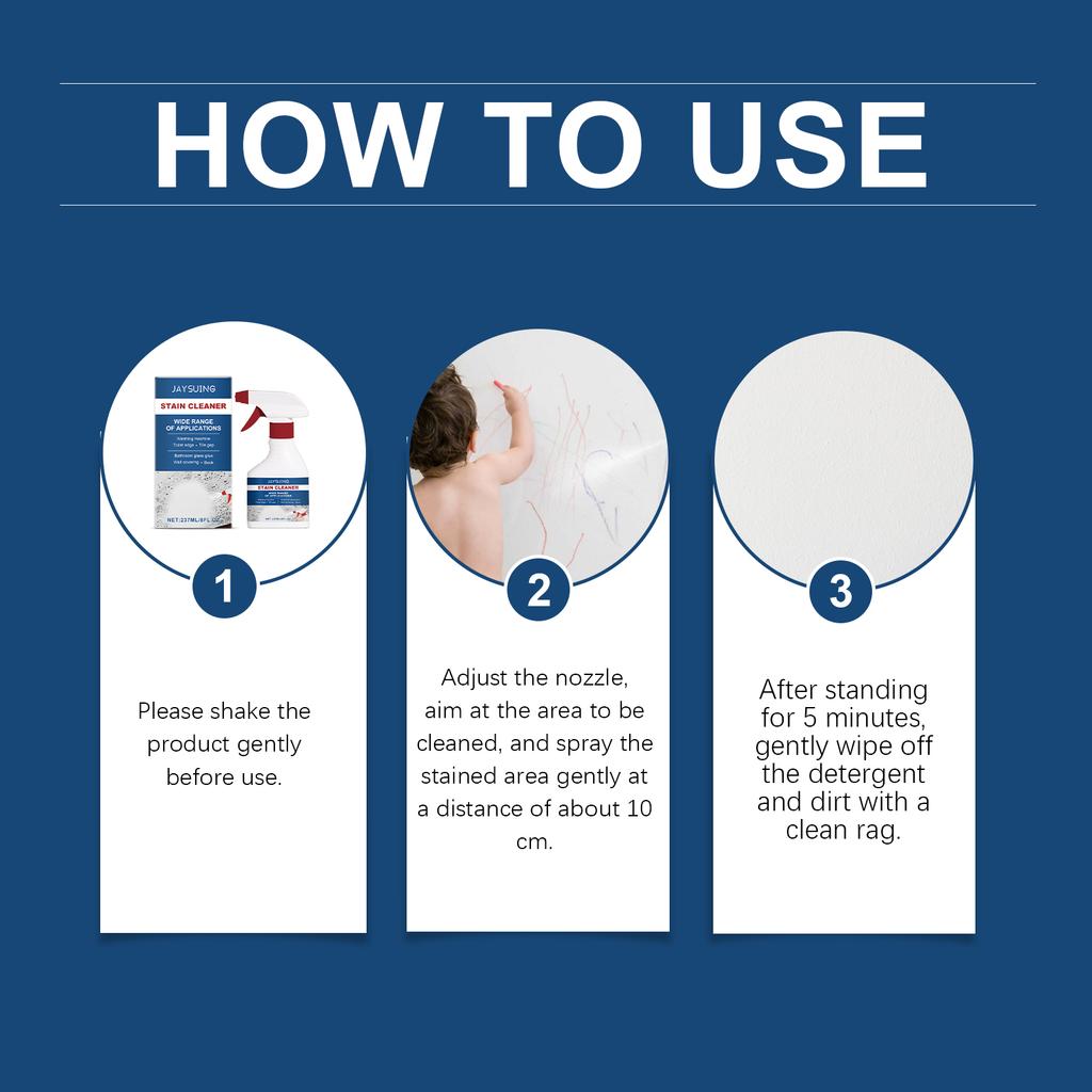 Multi-purpose stain remover spray for cleaning wall tiles, gaps, bathroom ceilings, and removing mold