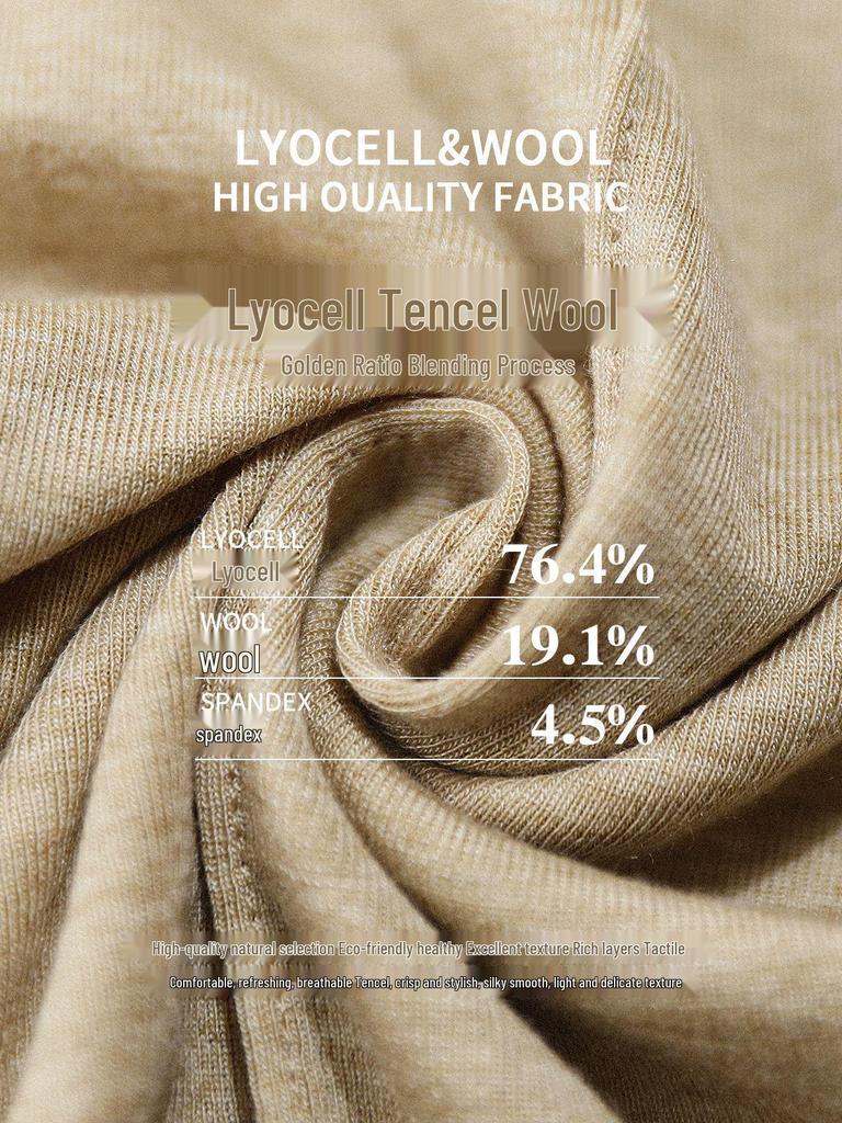 Women's Tencel Wool Slimming Base Layer Shirt - Round Neck, Long Sleeve, Spring/Winter Style, Skin-Friendly & Elastic Fit (2025).