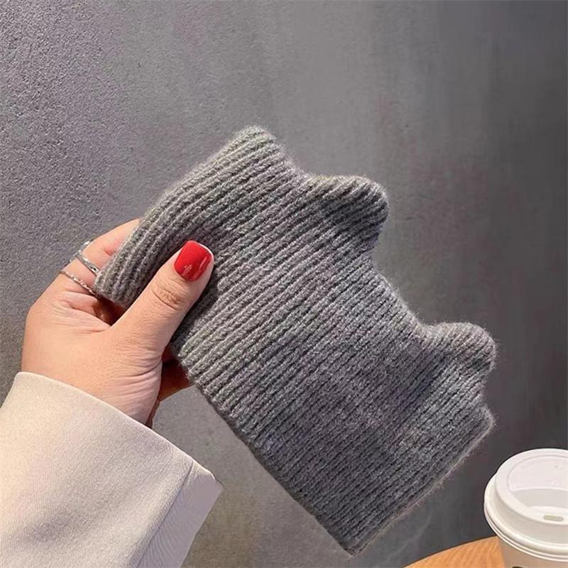 Cute Cat Ears Warm Knitted Headband Female Retro Face Wash Elastic Hair Bands Solid Color Simple Wide-brimmed Head Wrap