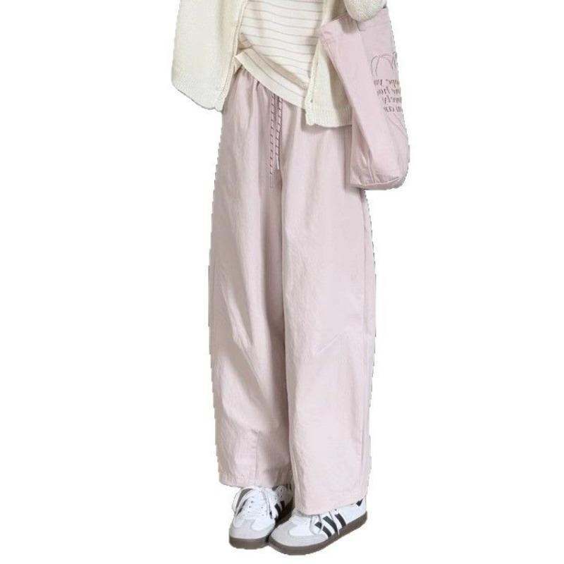 Retro version of pink lantern casual pants women's summer slim and thin high street design casual versatile pants