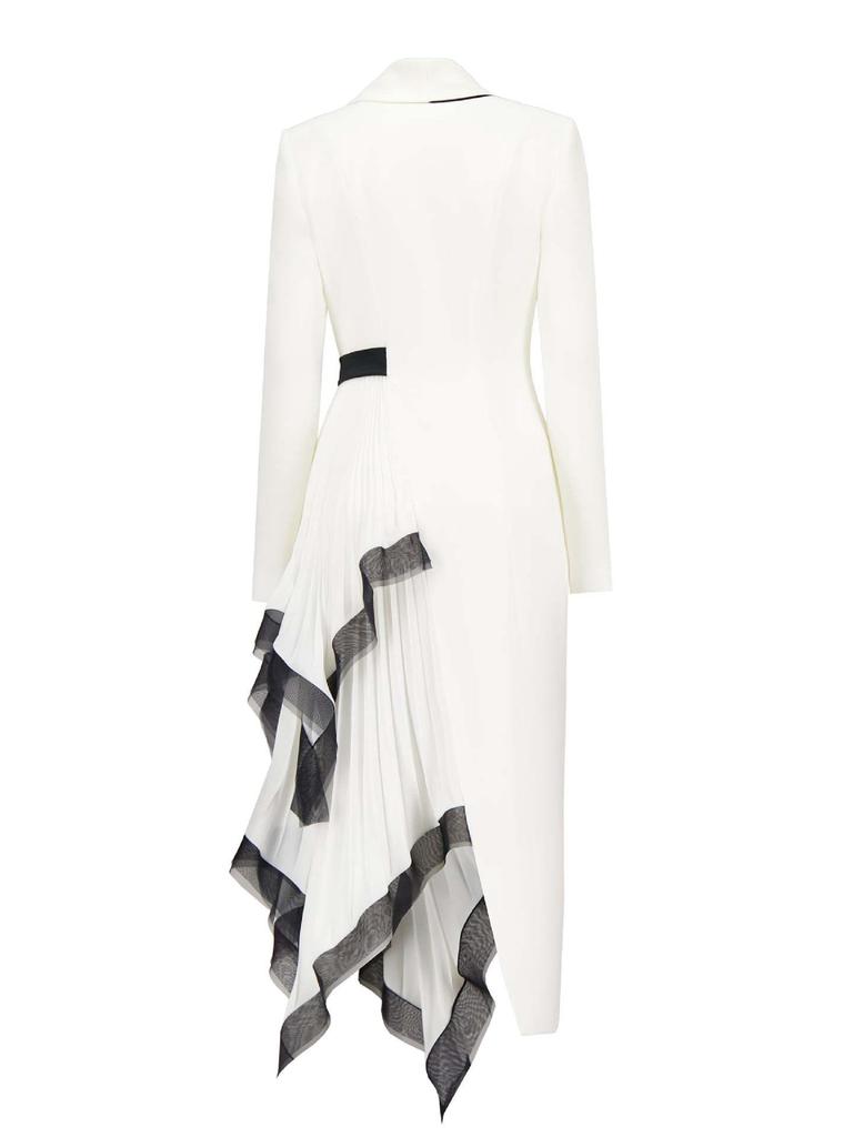 Women's Asymmetrical Pleated Ruffle Mesh Suit Jacket for Spring