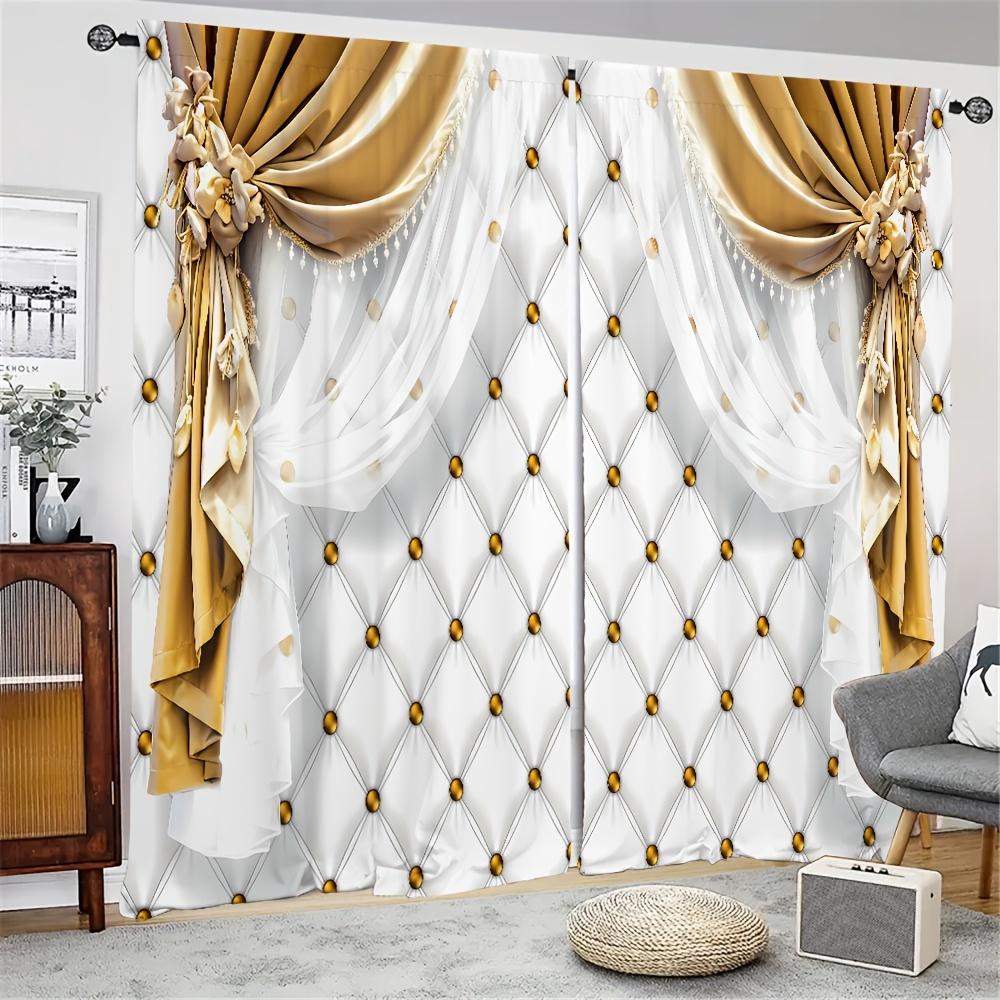 

Роскошные золотые лебедь, цветок, диамант, павлин, девушки, занавески на окна для детей, спальни, гостиной, ванной комнаты, кухни, двери для дома, декор W50 X H130(CM)X2&Grommet Top