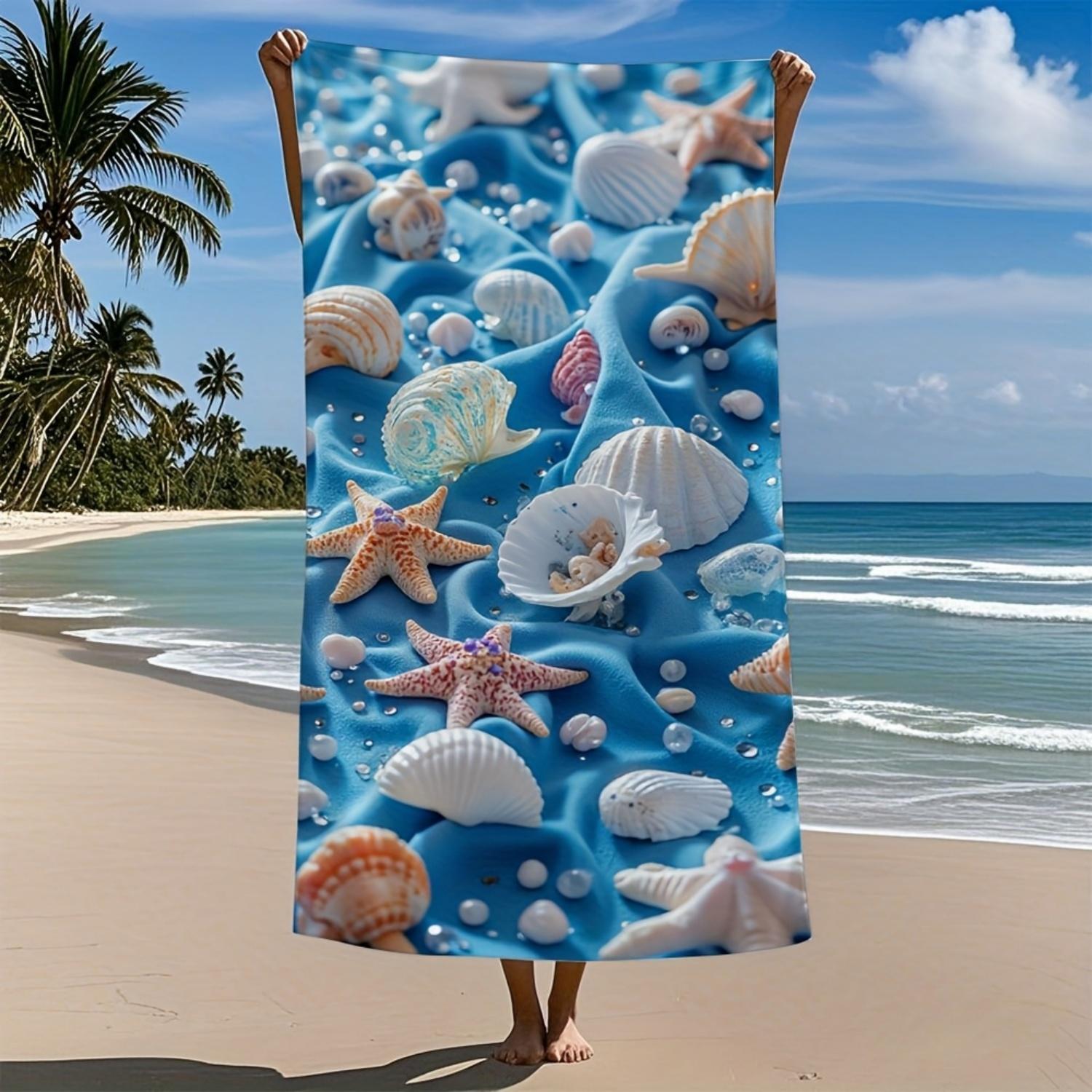 

1pc Starfish and Shells High-Performance Microfiber Bath Towel,Ultra-Soft,Quick-Dry and Absorbent Perfect for Swimming W40*H60(CM)
