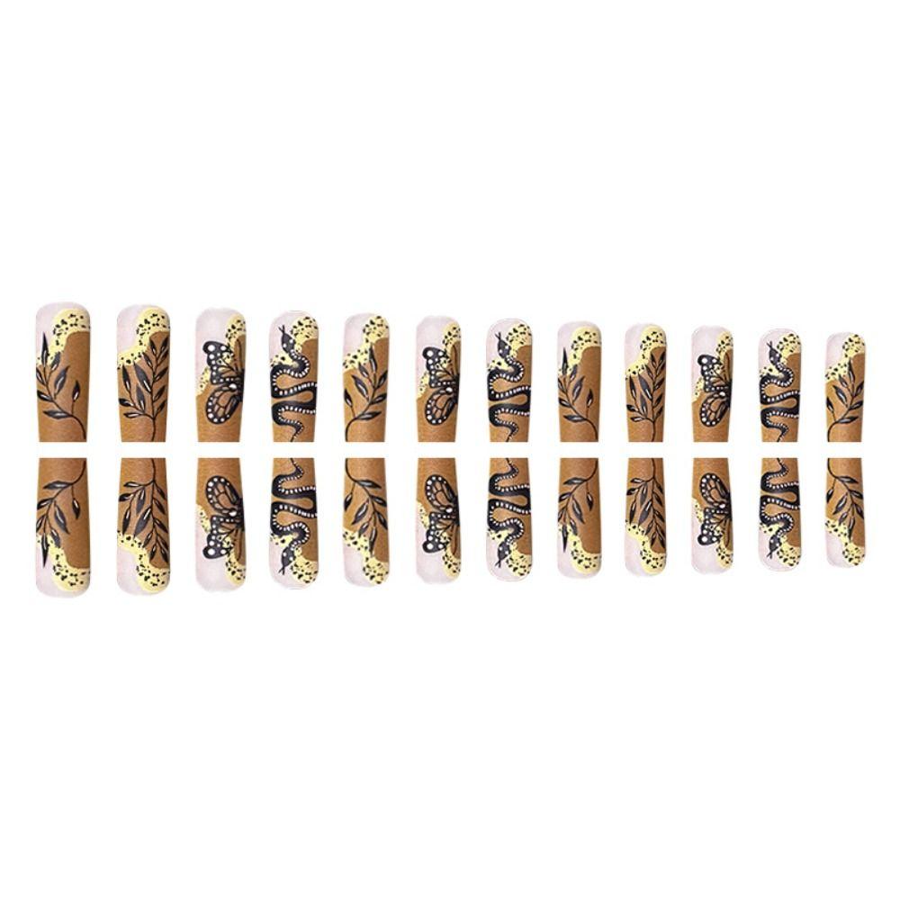 Long Length Long Water Pipe Fake Nails Square Head Nail Tips Fashion Press On Nails  Girl