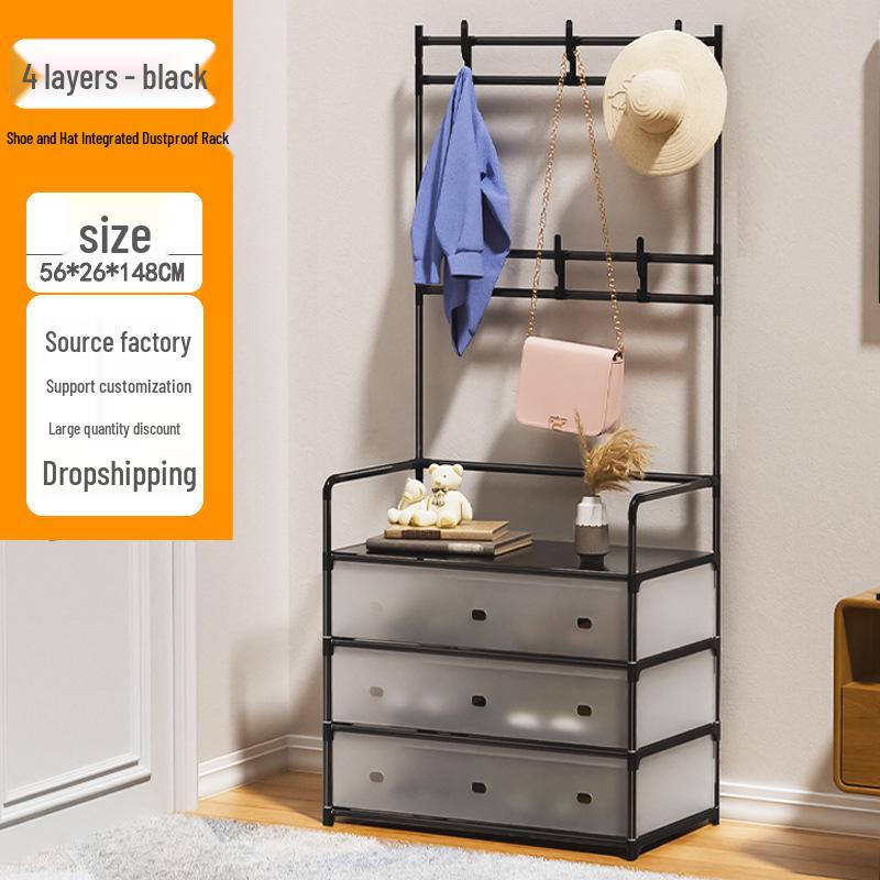 Moderner multifunktionaler Metall-Schuh- und Garderobenständer: Stand-Aufbewahrung, schlicht, minimalistisch für Schuhe und Kleidung