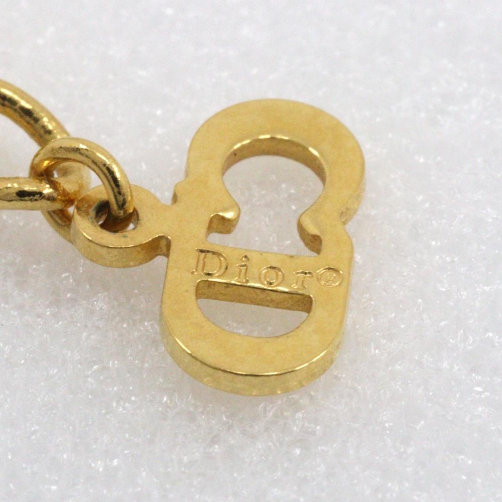 Dior DC Necklace Plated Gold/Rhinestone 7.8g Women Used