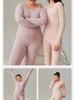 Women's Plus Size Double-Sided Flannel Underwear Set - Pure Cotton, Thick Round Neck Base Layer for Autumn and Winter