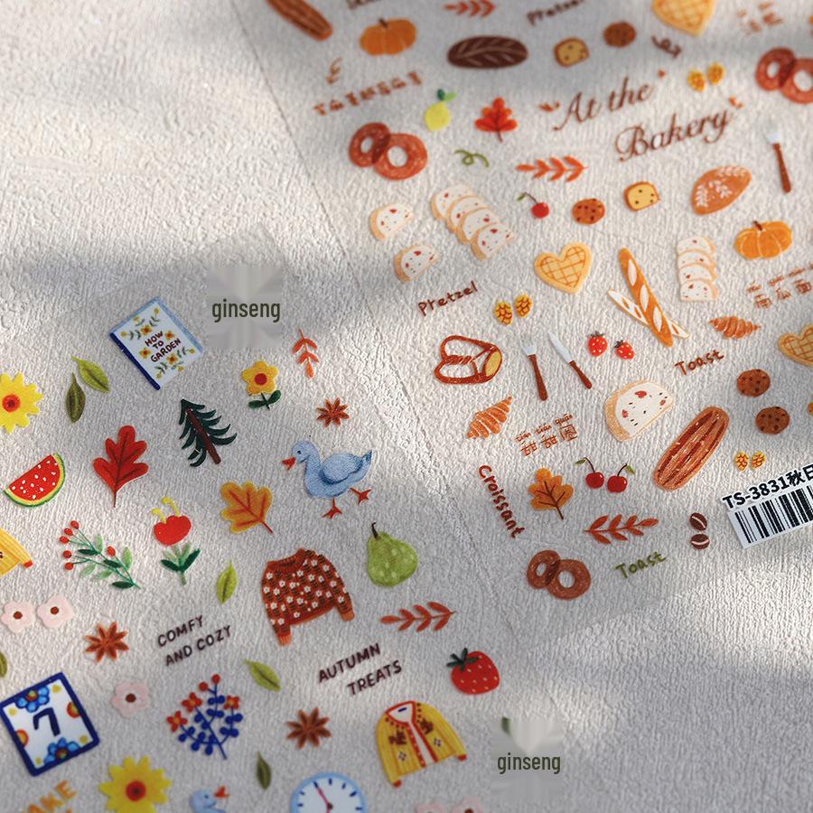 

TENSOR Осенняя выпечка Мультяшные наклейки для ногтей - Тонкие, Гибкие, Самоклеящиеся (TS-3831)