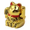 Solar Maneki Neko Waving Wealth Improvement Energy Saving Home Ornament Prosperity Business Celebration Store Opening (Gold)