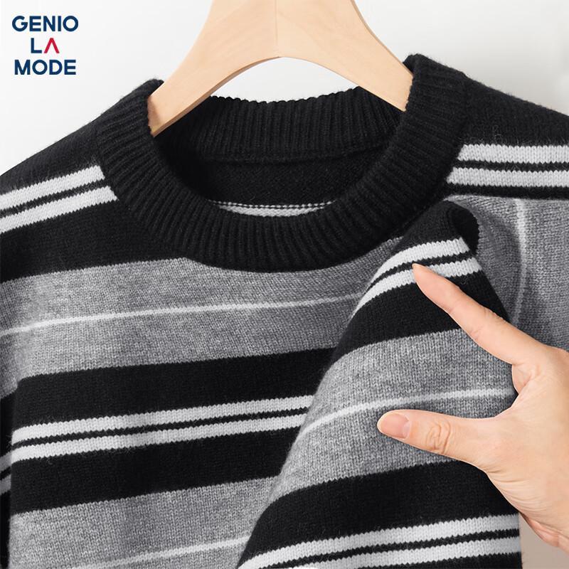 GENIOLAMODE Men s Solid Color Round Neck Pullover Sweater 3XL