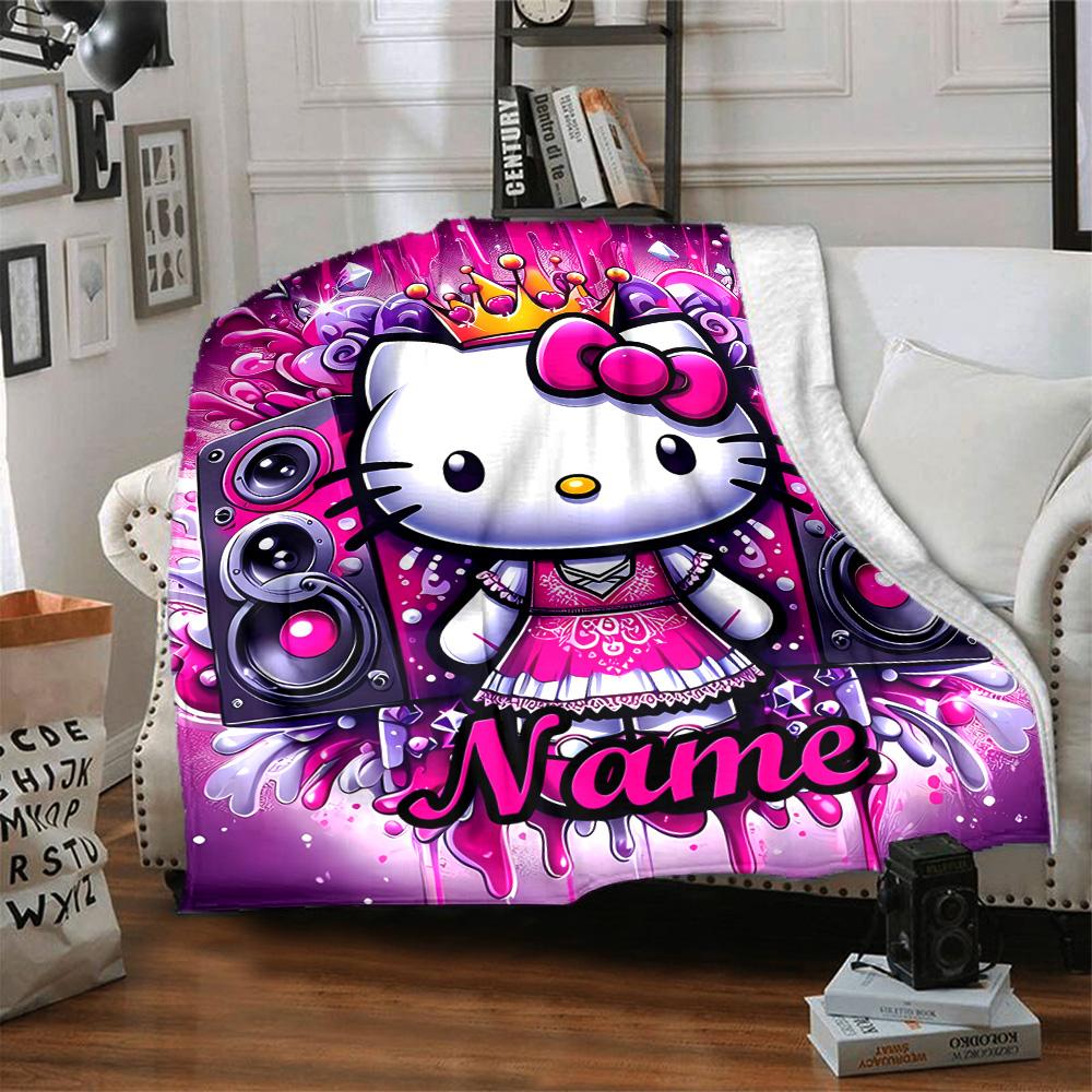 Customizable HelloKitty14 Throw Blanket – Personalized Name, All-Season Cozy Snug Blanket, Machine Washable, Personalized Blanket