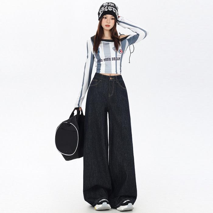 

Women s High-Waist Plush Wide-Leg Jeans for Autumn and Winter X-Large