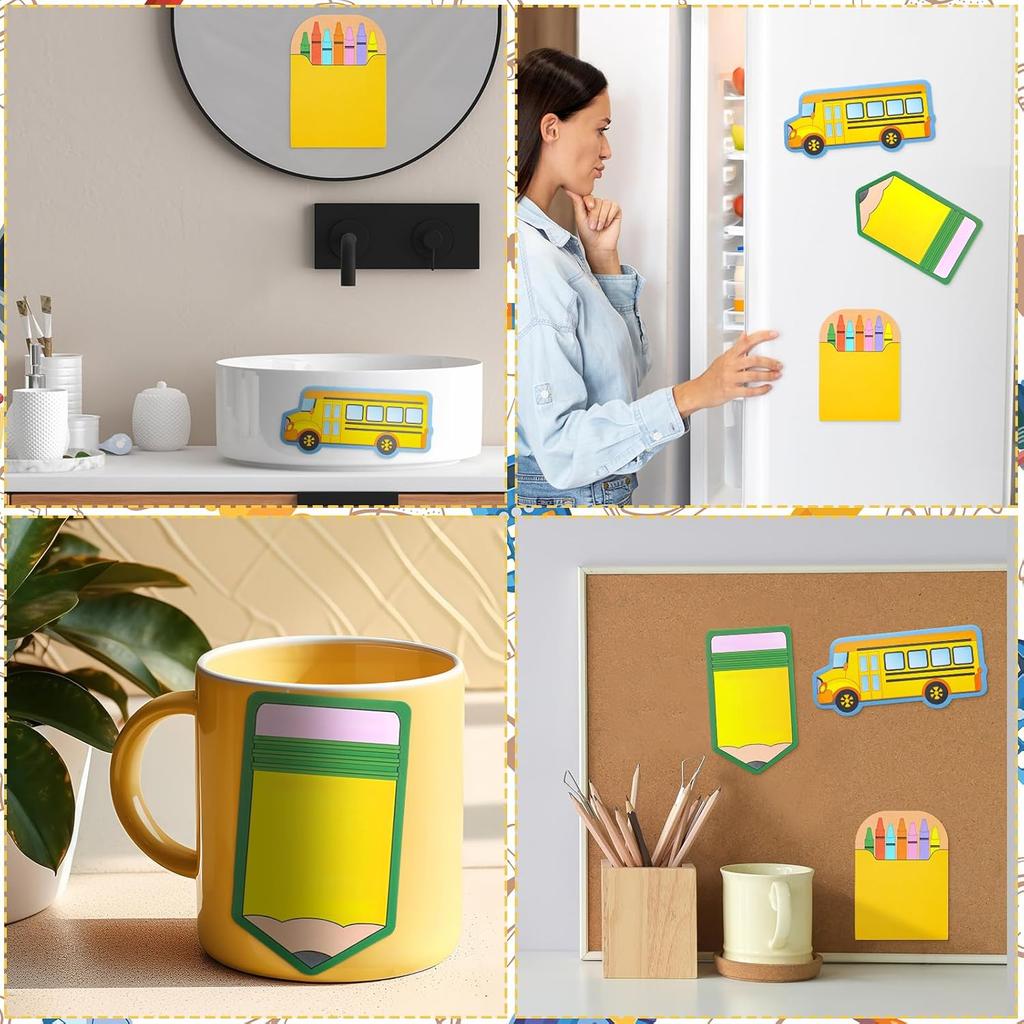 Eaasty 360 Sheets 5"x7" Large Teacher Sticky Notepads Pencil Crayon Box Bus Back to School Teacher Self-stick Note Gift Classroom Bulletin Board