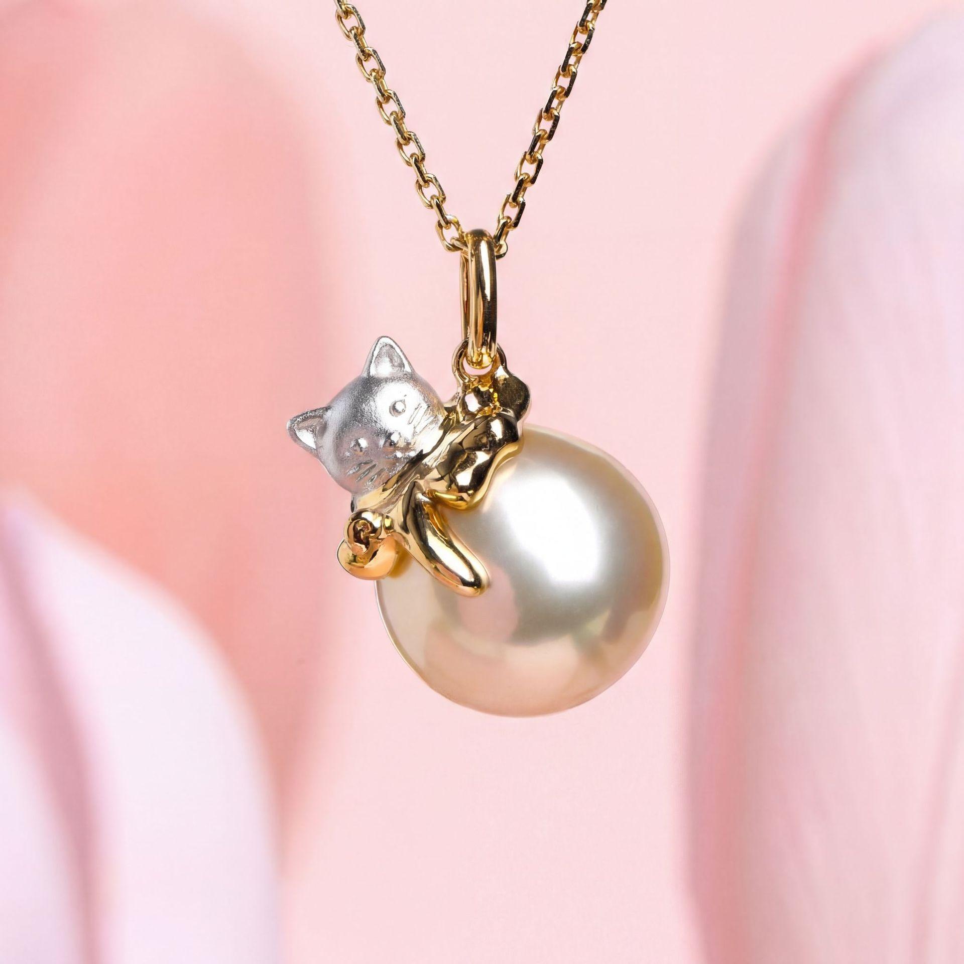 Sweet Cute Pearl Necklace Rabbit Cat Bear Pearl Collarbone Chain Everyday Versatile Copper Woman