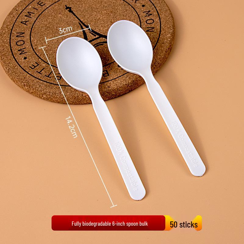 Disposable Biodegradable PLA Cutlery Set: Knife, Fork, Spoon with Long Handle and Thick Design