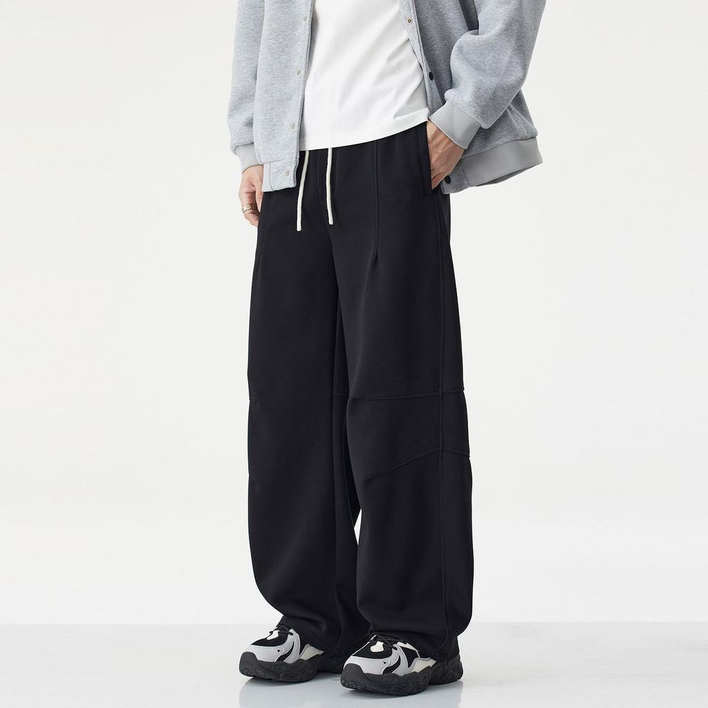 American trendy brand versatile elastic waist scimitar design sweatpants men's trend loose wide-leg sports casual long pants