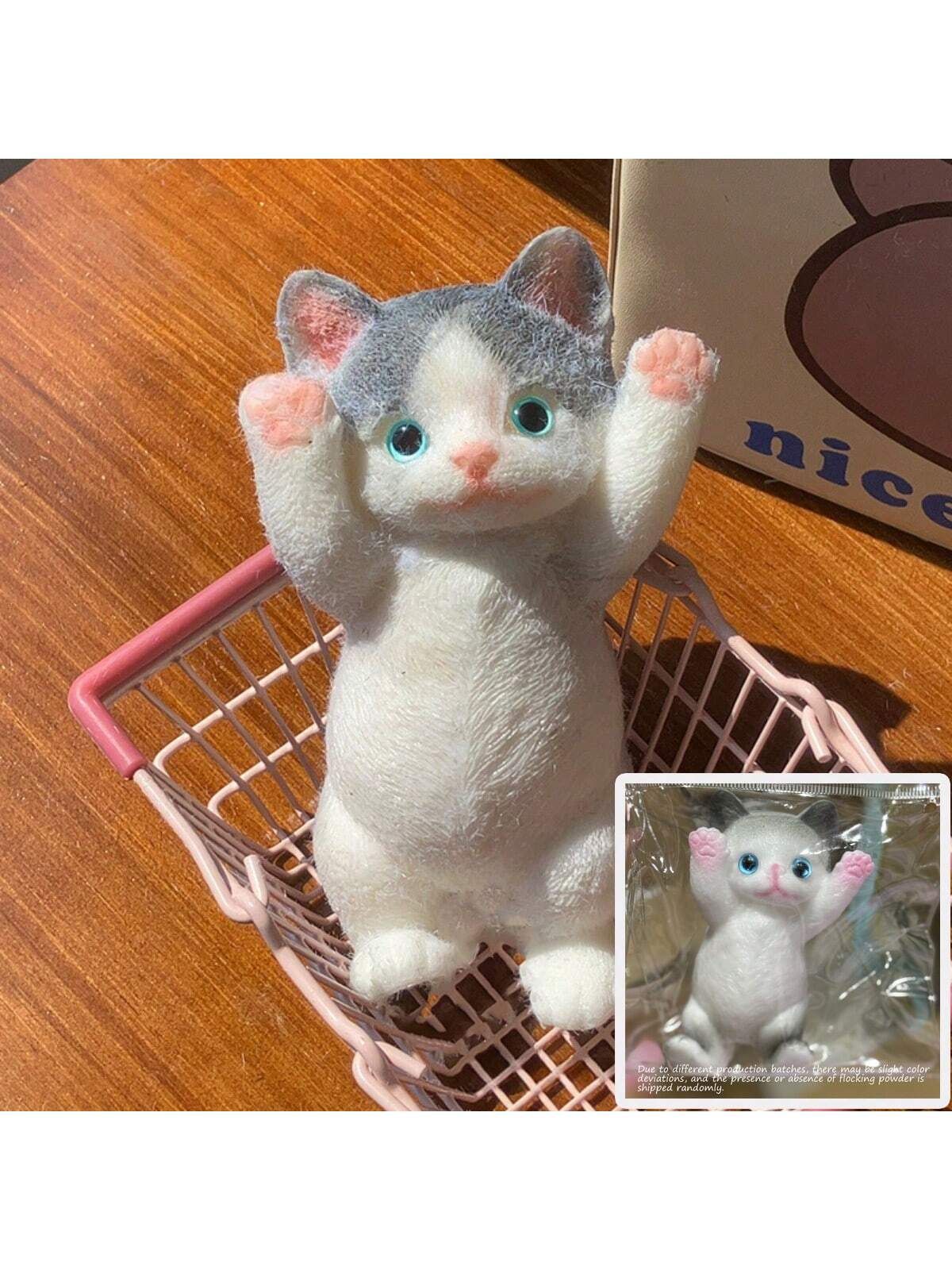 

Cute Cat Squeeze Shy Cat Fluffy Realistic Cat Stress Relief Toy Simulation Cat Doll Squeeze Slow Rebound Toy Gift For Kids Adult