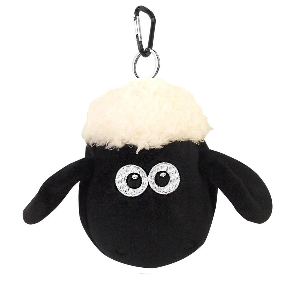 NICI Mini Shaun the Sheep Figure Pouch, German Animal Sheep Coin Purse, Carabiner, Keychain, Bag Charm, Accessory, Gift, Present, Collection, White