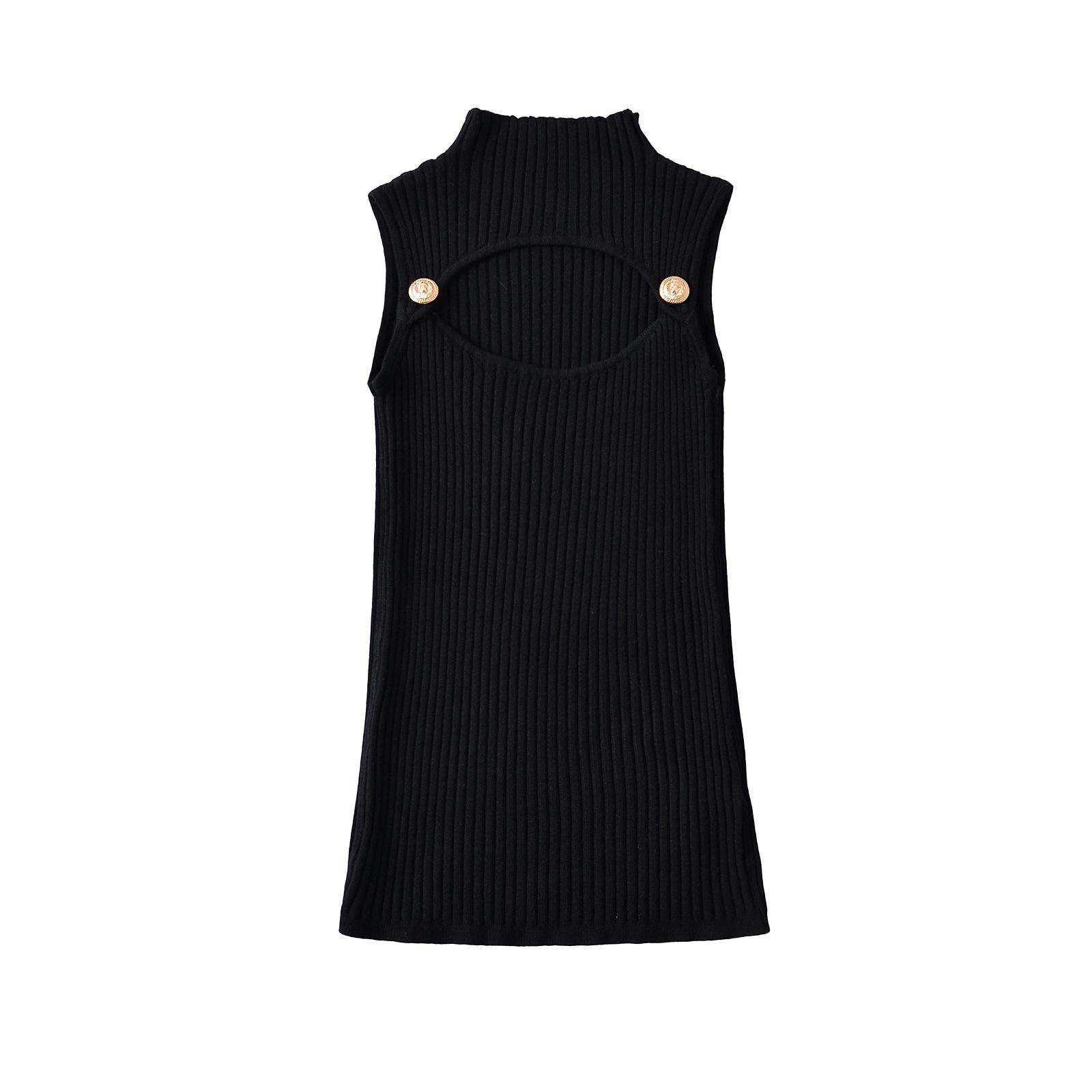 Women s Slim Fit Sleeveless Knit Vest 2025 - Hot Girl Half-High Collar Base Layer Large чёрный