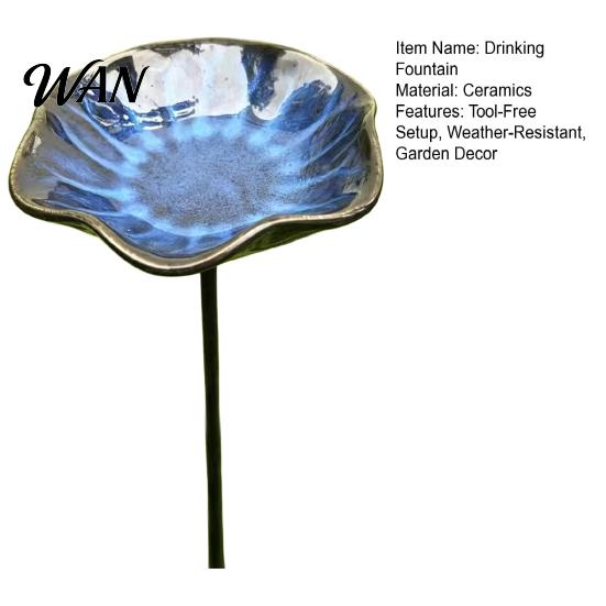 Bee Drinking Fountain Waterer with Stand, Butterfly Station Garden Art, Durable Metal Ornament Flower Bird Bath for Outdoor Yard, Pollinator