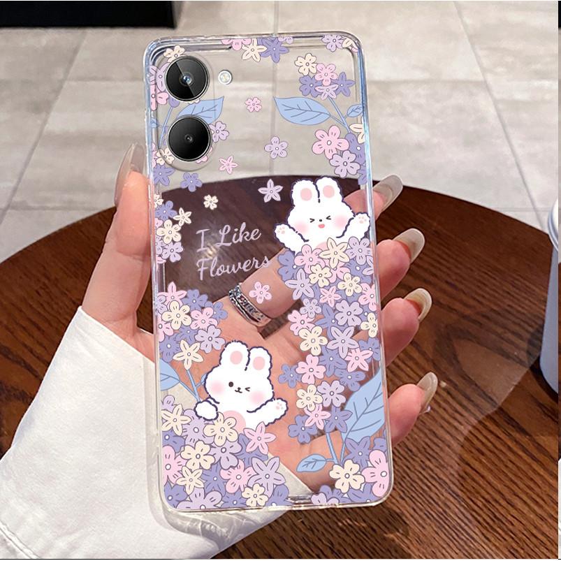 For Realme 9i 5G RMX3612 Case For Realme 10T 5G Back Cover Clear TPU Luxury Cute Love Rabbit Cartoon Funny Silicone Soft Casing