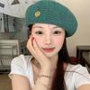 Korean Painter Berets Y2k Beanie Cap Fashion Hollow Knitted Beret  Girls