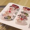 100% HANDMADE Short Almond Shape Cute Mushroom Candy Grid  Artificial Press On Nails Red Cat Eye Colored Diamonds Fake Nails Set With Glue