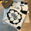 2025 Women's Light Luxury Black & White Camellia Shawl Cardigan - High-End Versatile Spring/Summer Scarf