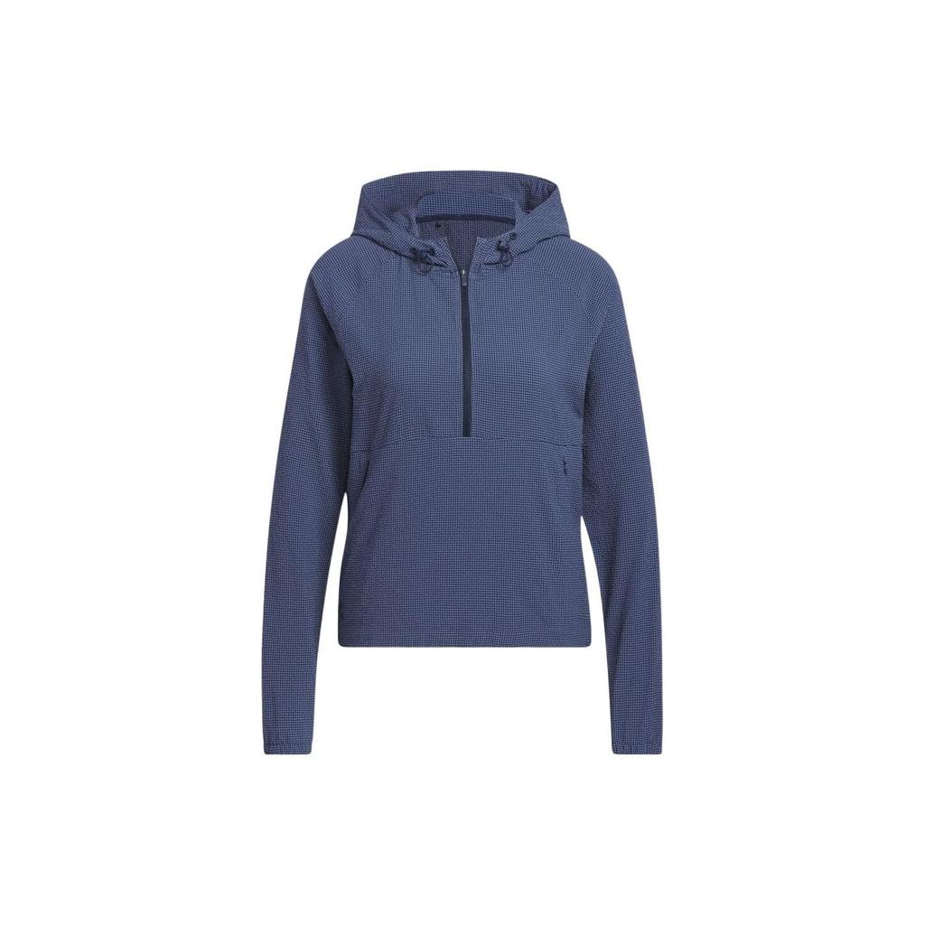 Adidas Solid Color Half-Zip Hooded Jacket Women Jackets Navy-Blue HS8971