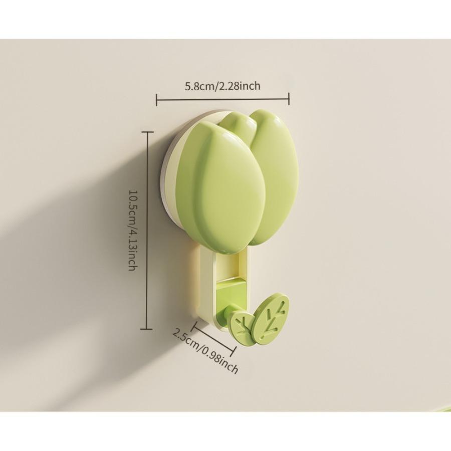 Tulip Suction Cup Hooks Towel Rack No Drill Adhesive Hook Wall Mounted for Kitchen Bathroom, Vacuum Suction No Fall Off Heavy Duty
